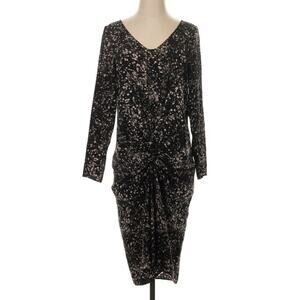 No. 6 Store Twist Front Black Abstract Splatter Print 100% Silk Dress 3 L